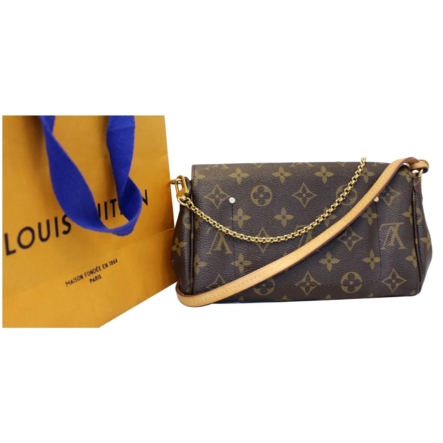 LOUIS VUITTON Favorite PM Monogram Canvas Crossbody Bag Brown