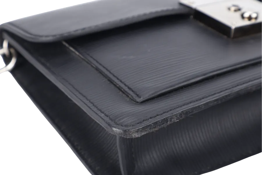 LOUIS VUITTON M40852 CLUTCH BLACK EPI LEATHER SILVER HARDWARE NO DUST COVER