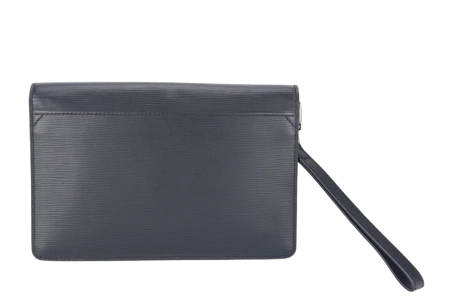 LOUIS VUITTON M40852 CLUTCH BLACK EPI LEATHER SILVER HARDWARE NO DUST COVER