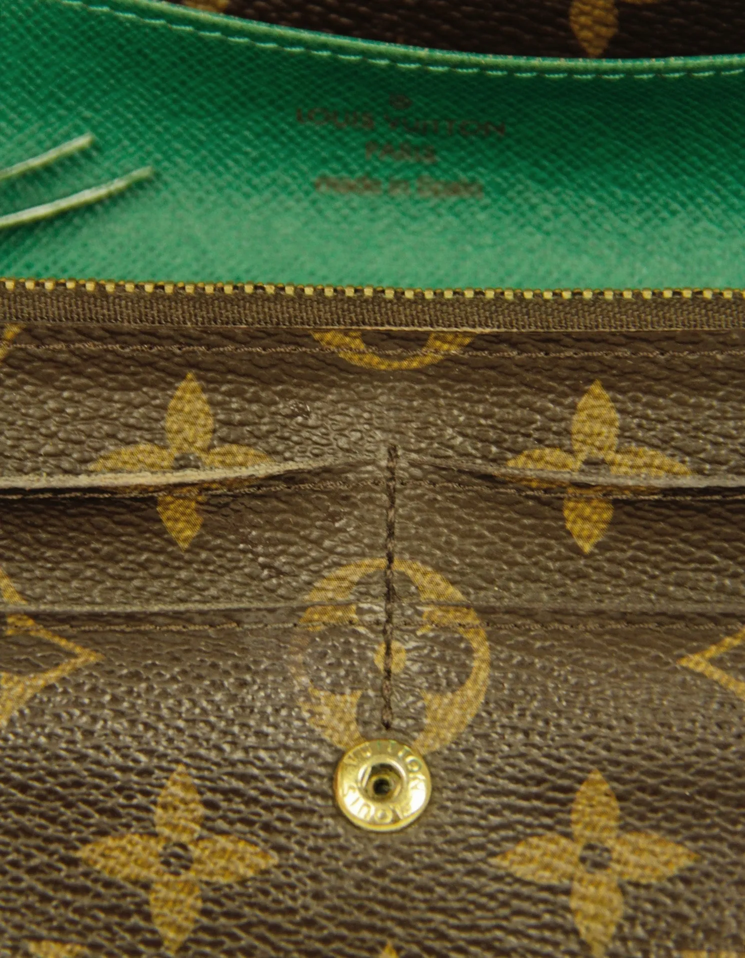 Louis Vuitton Monogram/ Green Emilie Wallet