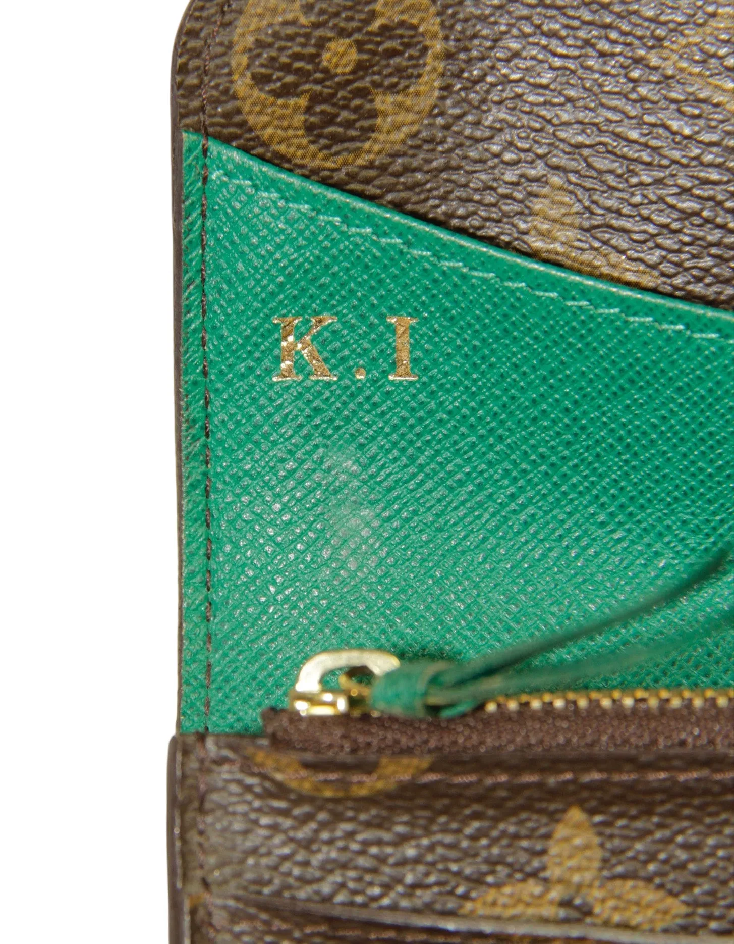Louis Vuitton Monogram/ Green Emilie Wallet