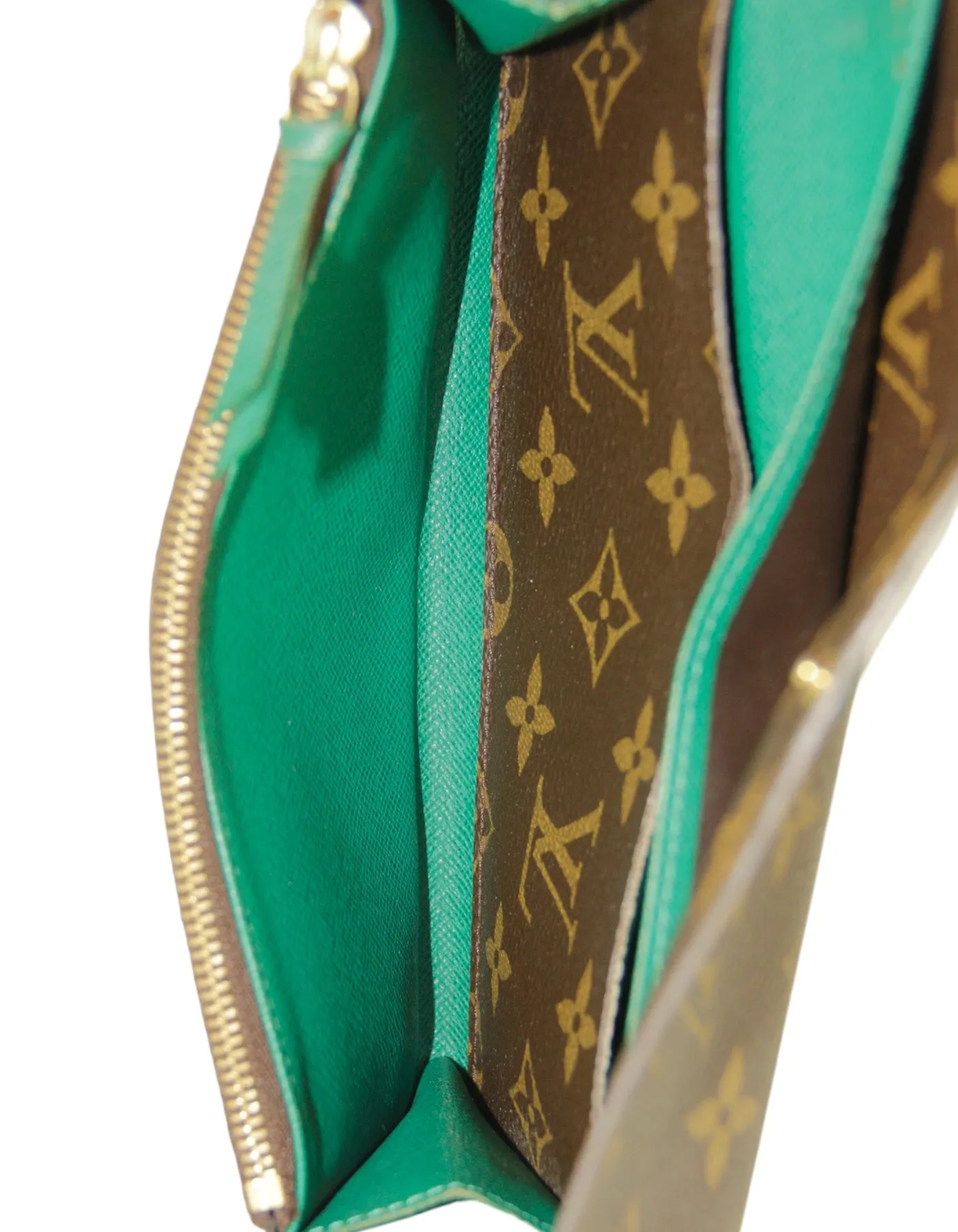 Louis Vuitton Monogram/ Green Emilie Wallet