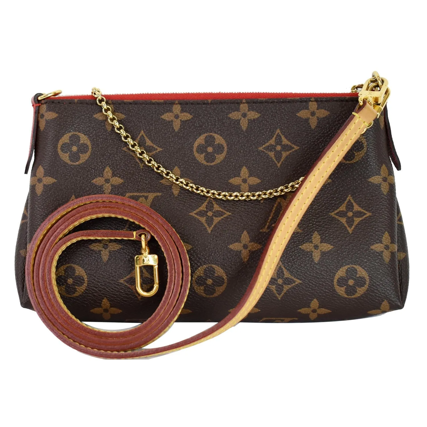 LOUIS VUITTON Pallas Clutch Monogram Canvas Crossbody Bag Brown