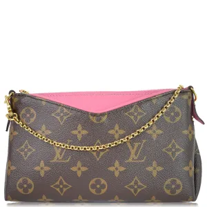 LOUIS VUITTON Pallas Clutch Monogram Canvas Crossbody Bag Brown