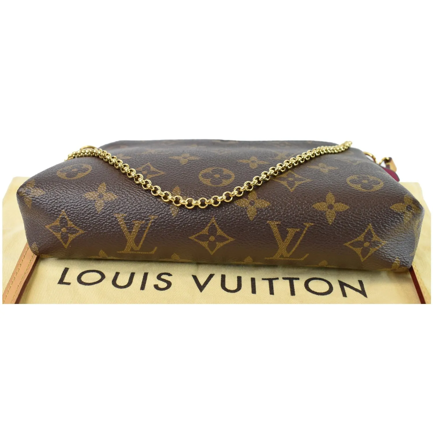 LOUIS VUITTON Pallas Clutch Monogram Canvas Crossbody Bag Brown