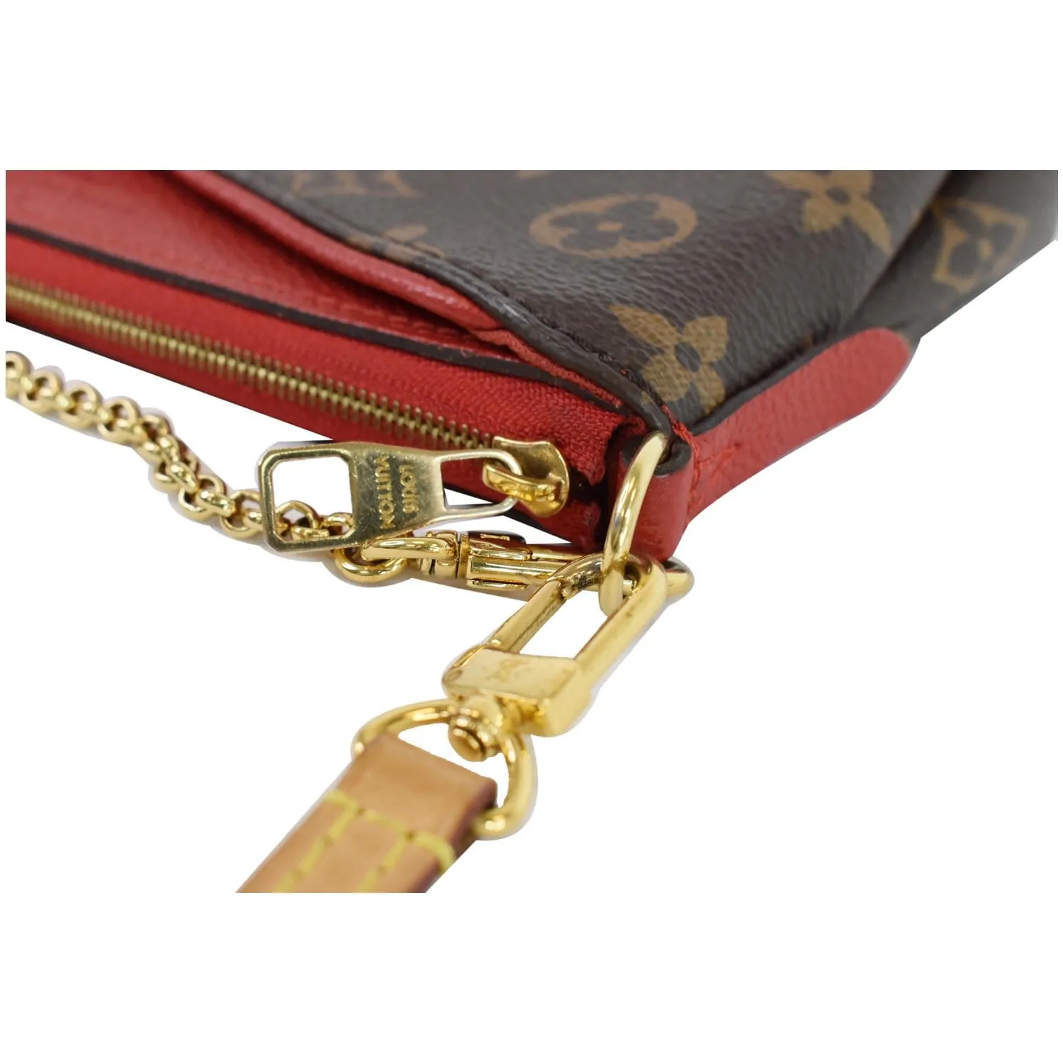 LOUIS VUITTON Pallas Clutch Monogram Canvas Crossbody Bag Brown