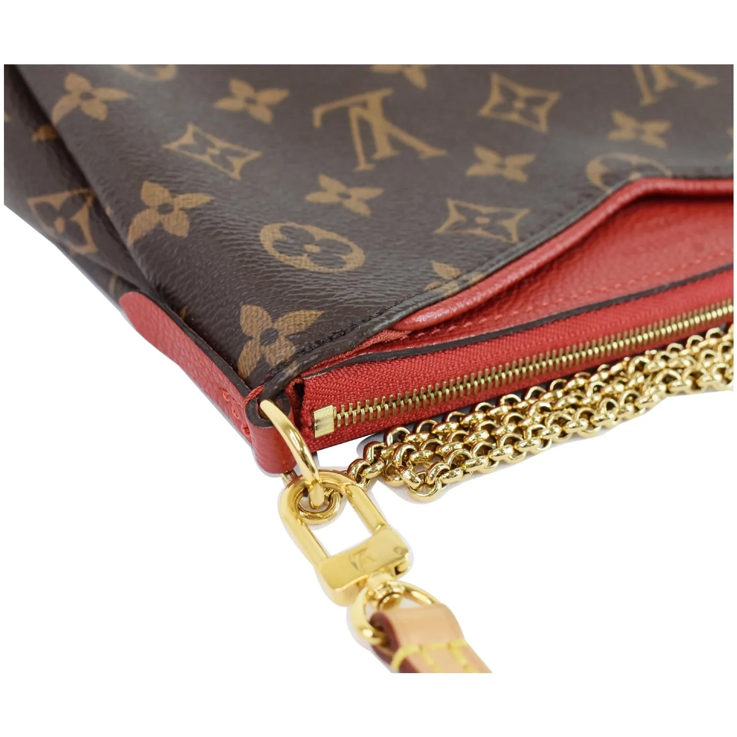 LOUIS VUITTON Pallas Clutch Monogram Canvas Crossbody Bag Brown