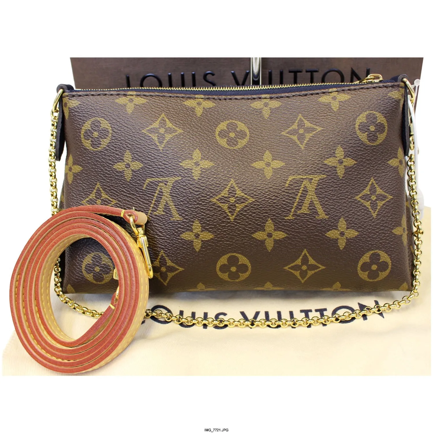 LOUIS VUITTON Pallas Clutch Monogram Canvas Crossbody Bag