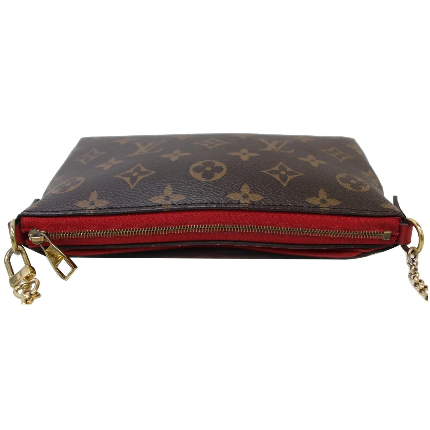 LOUIS VUITTON Pallas Monogram Canvas Clutch Crossbody Bag Brown