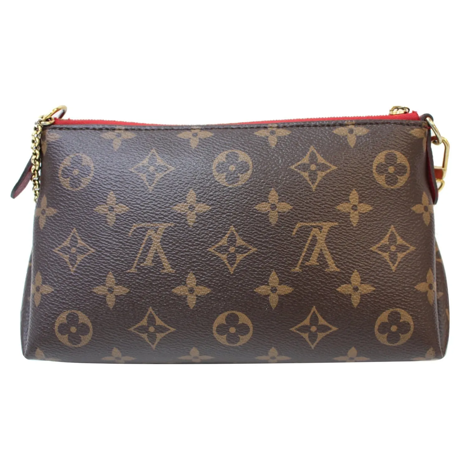 LOUIS VUITTON Pallas Monogram Canvas Clutch Crossbody Bag Brown