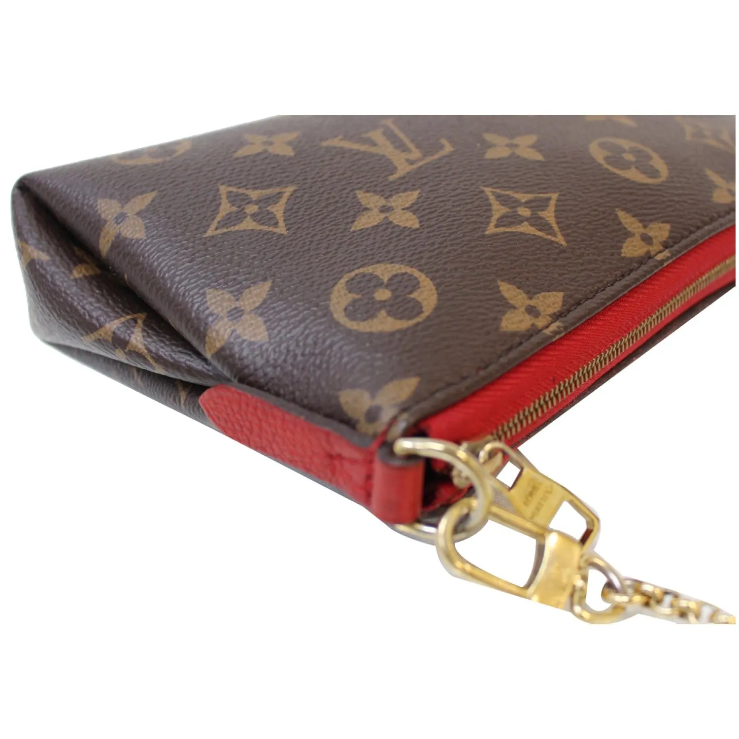 LOUIS VUITTON Pallas Monogram Canvas Clutch Crossbody Bag Brown