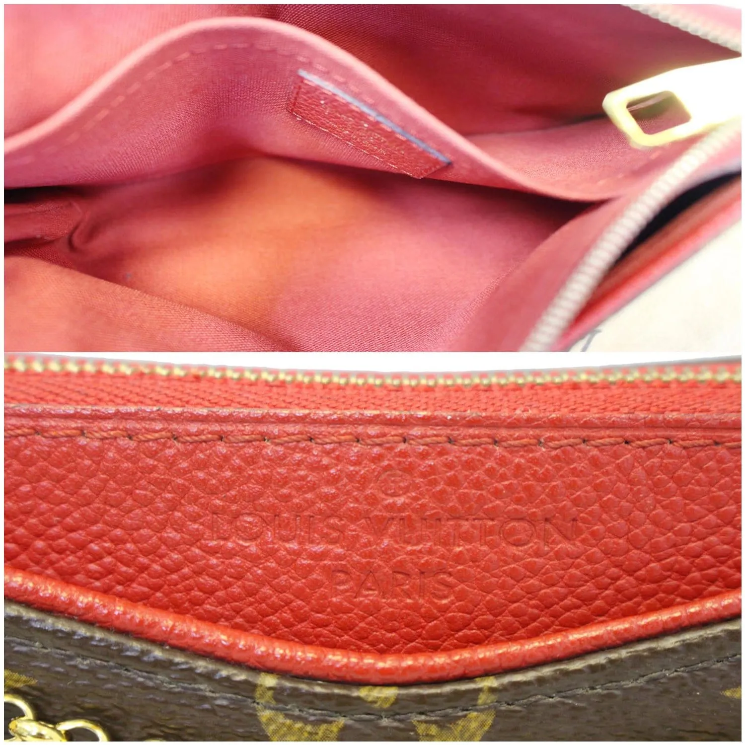 LOUIS VUITTON Pallas Monogram Canvas Clutch Crossbody Bag Brown