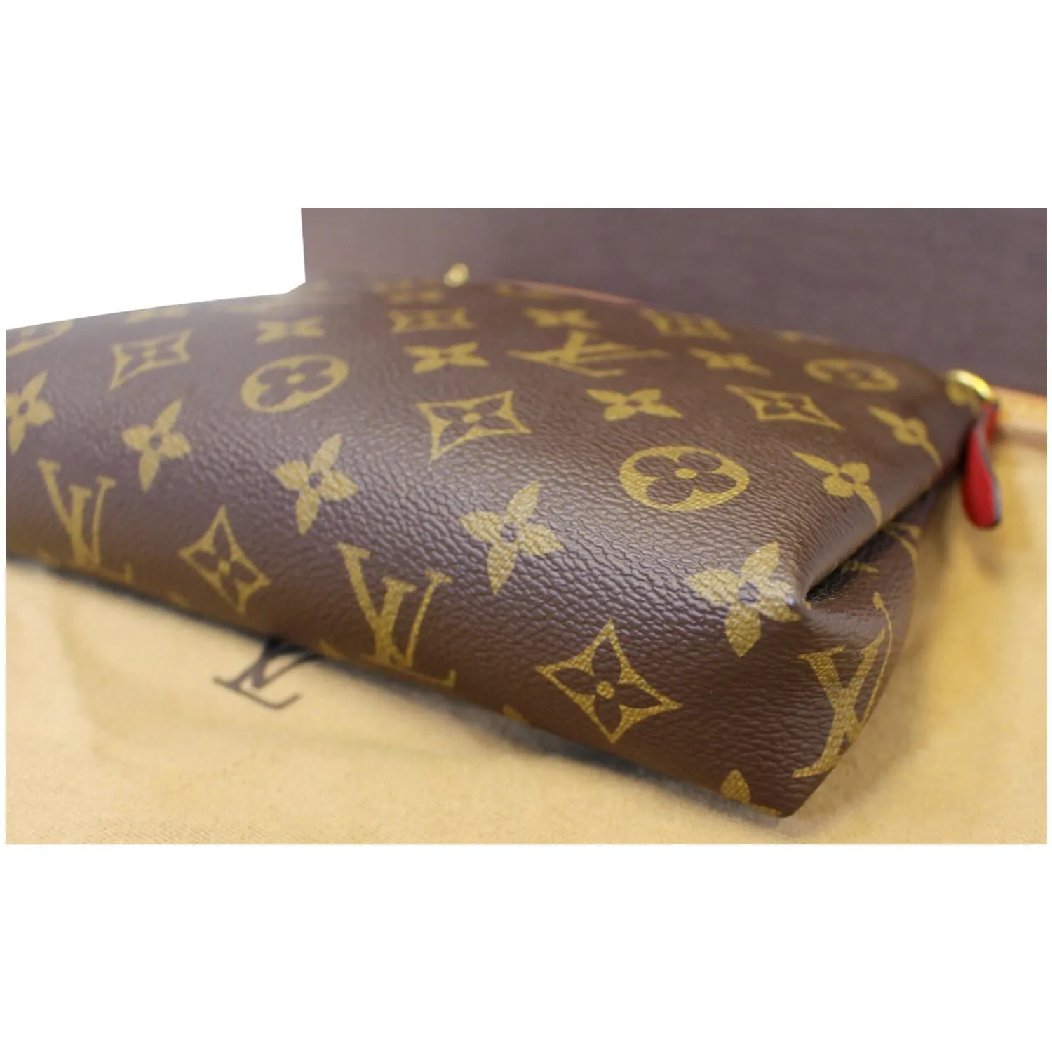 LOUIS VUITTON Pallas Monogram Canvas Clutch Crossbody Bag Brown