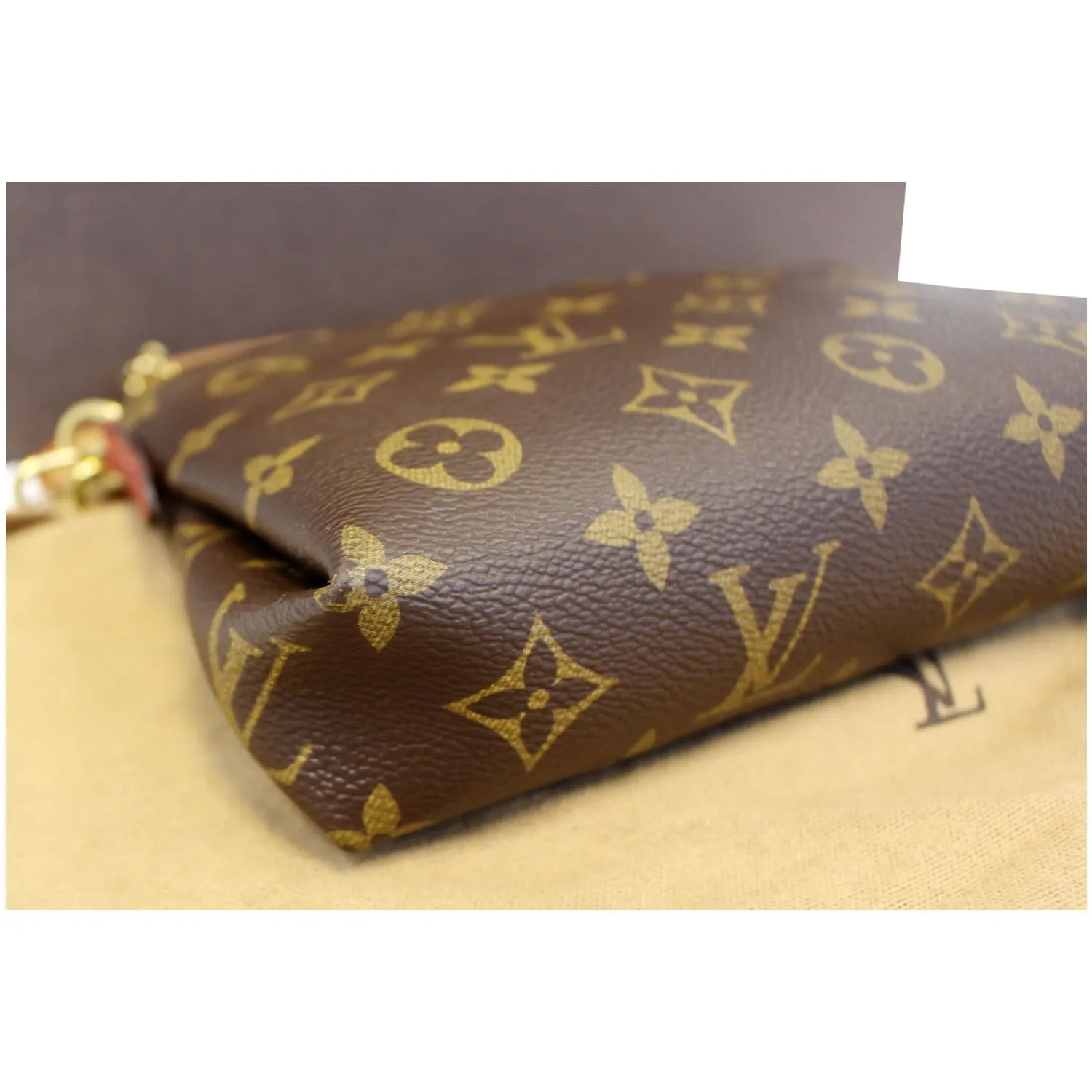 LOUIS VUITTON Pallas Monogram Canvas Clutch Crossbody Bag Brown
