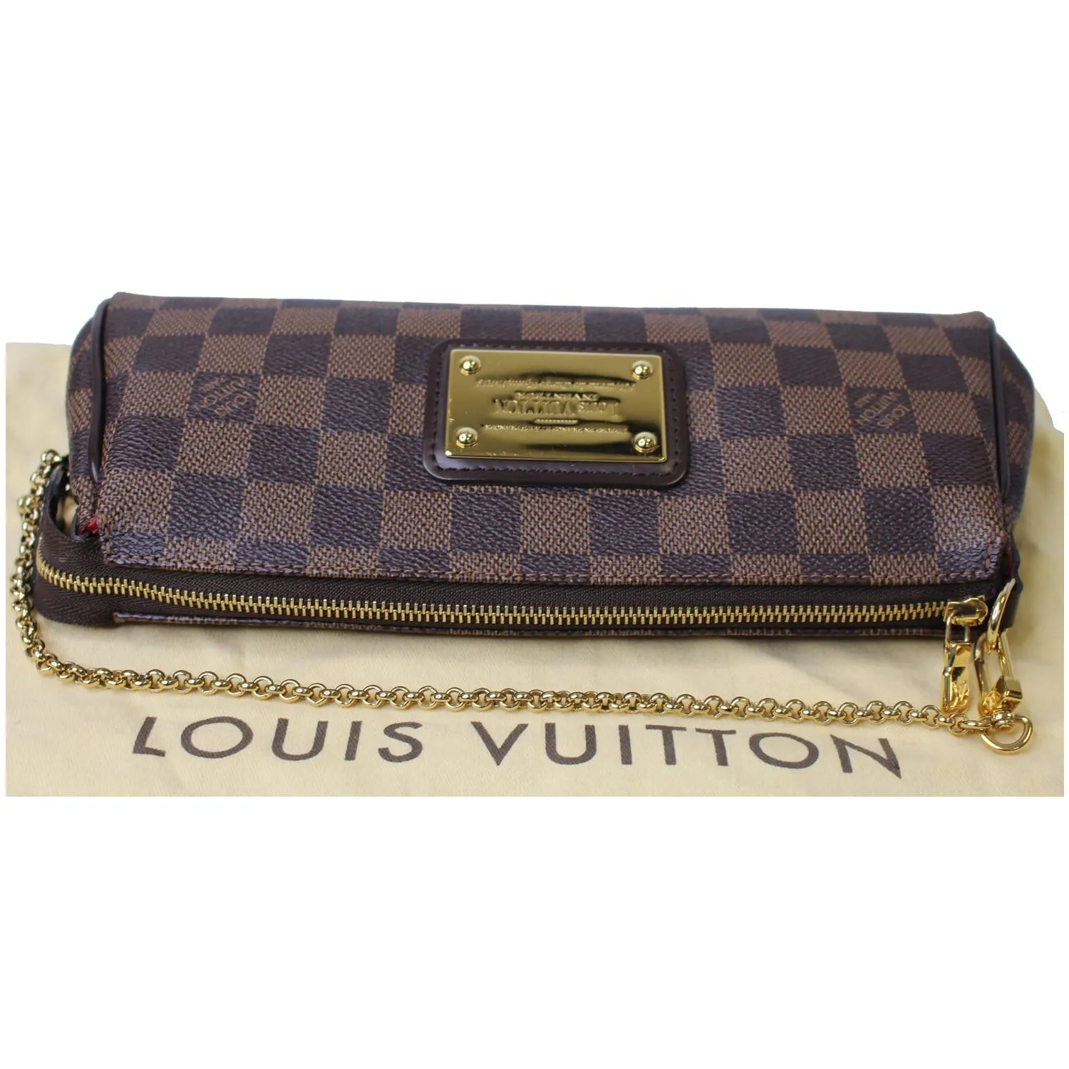 LOUIS VUITTON Pochette Eva Damier Ebene Clutch Bag Brown