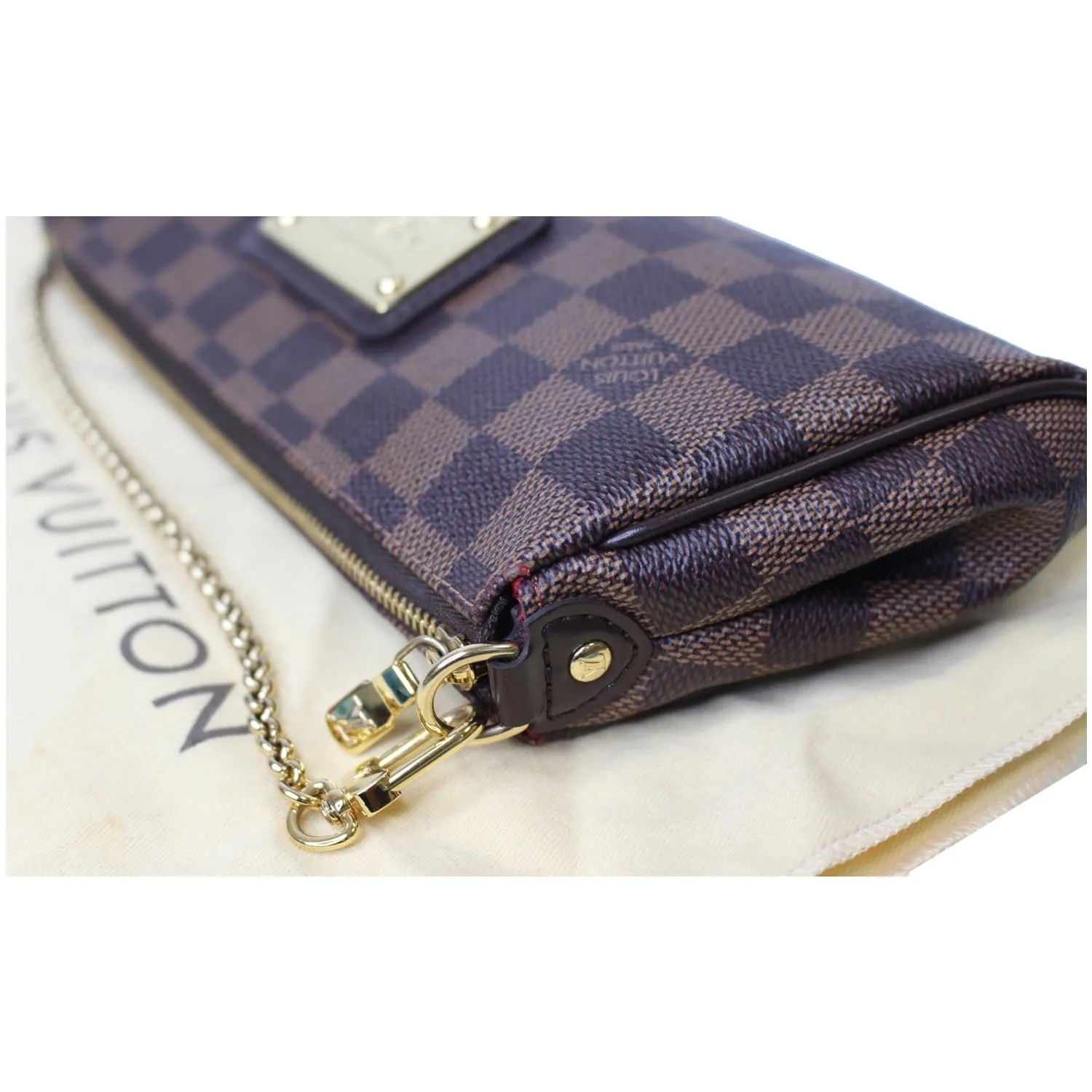 LOUIS VUITTON Pochette Eva Damier Ebene Clutch Bag Brown