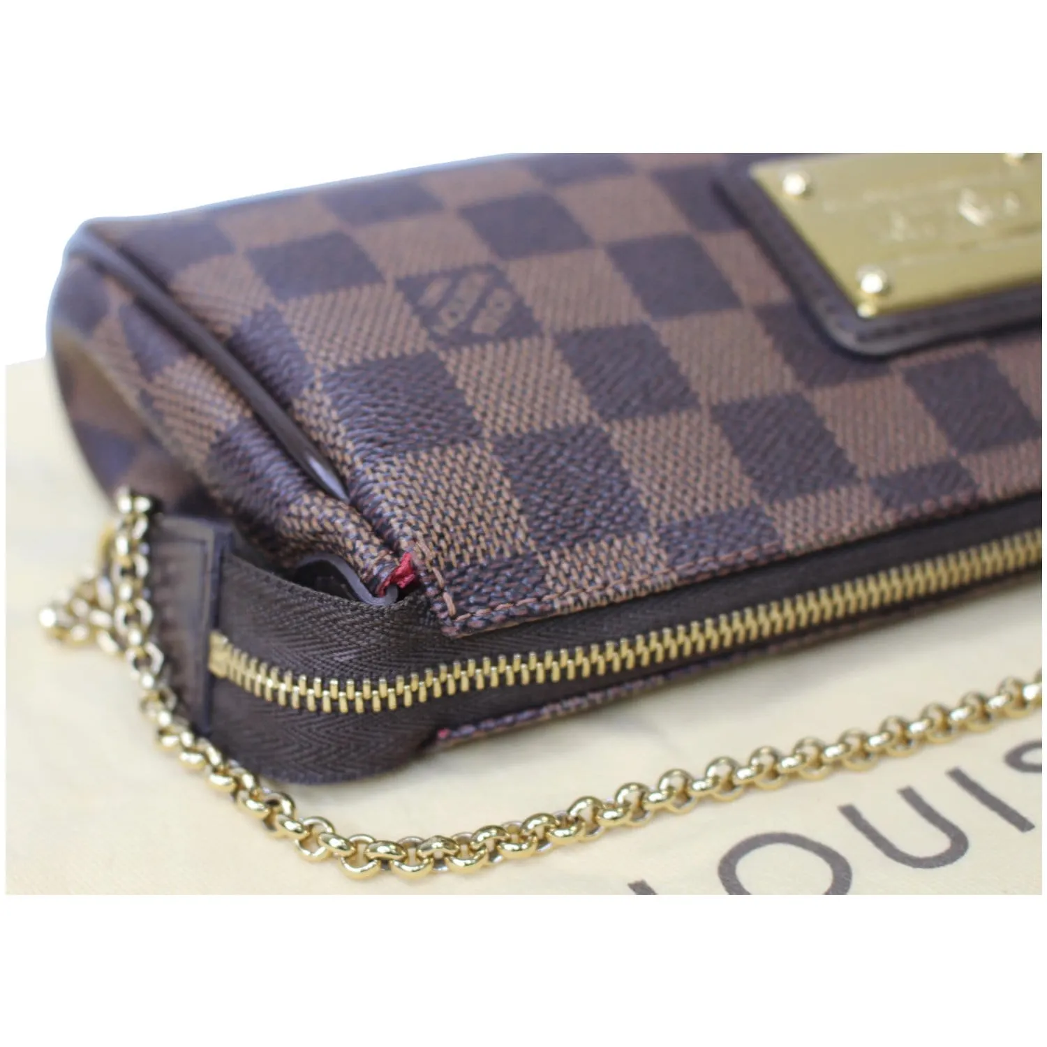 LOUIS VUITTON Pochette Eva Damier Ebene Clutch Bag Brown