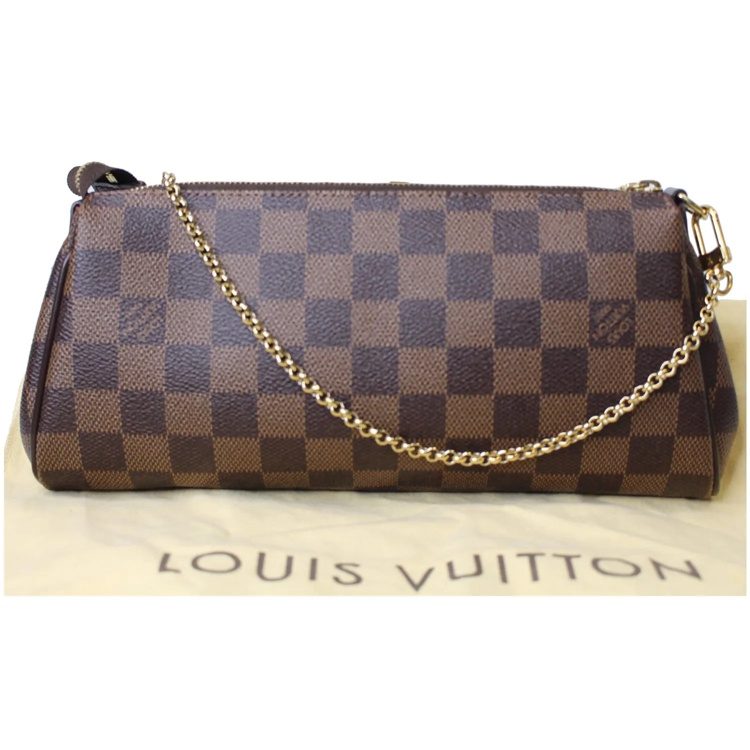 LOUIS VUITTON Pochette Eva Damier Ebene Clutch Bag Brown