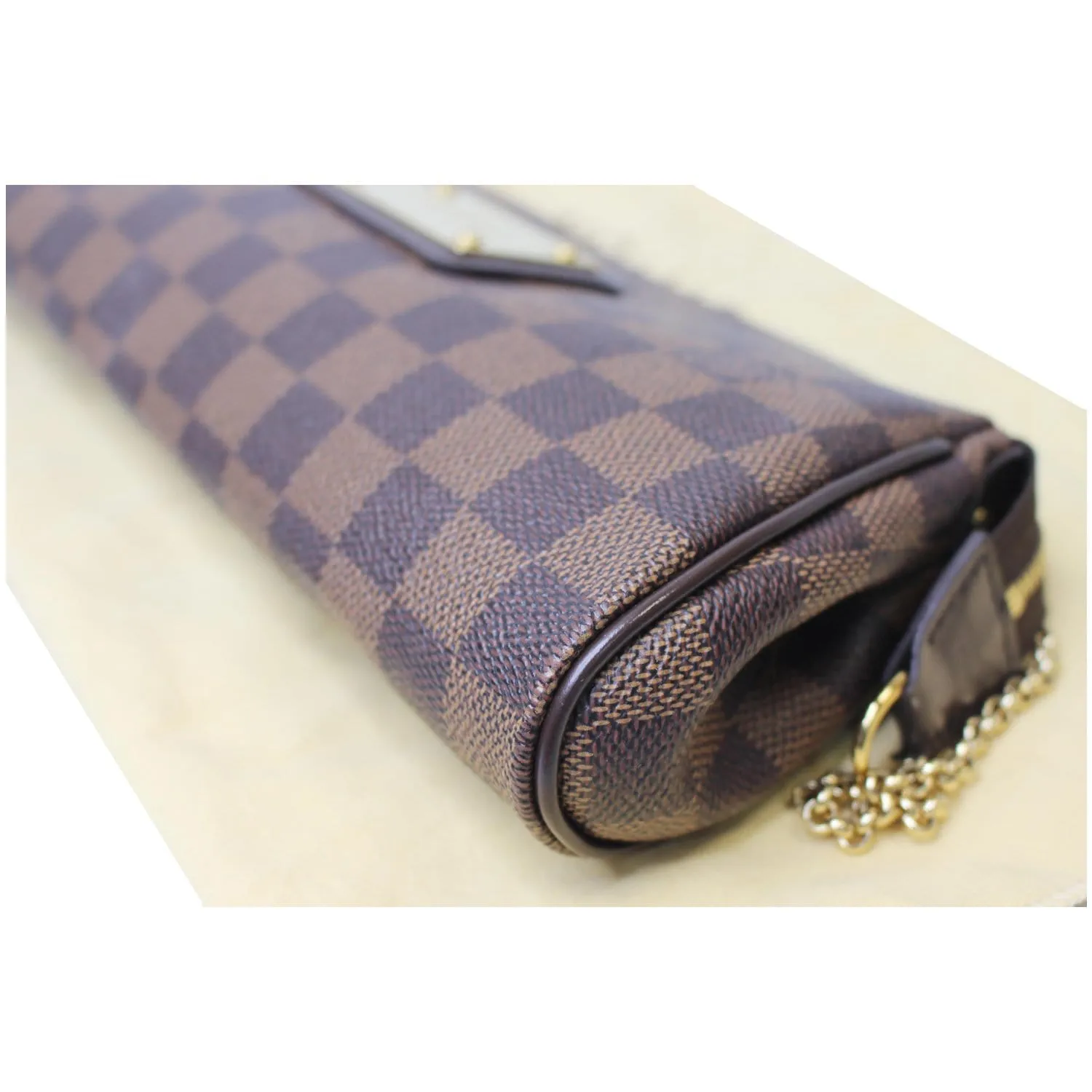 LOUIS VUITTON Pochette Eva Damier Ebene Clutch Bag Brown