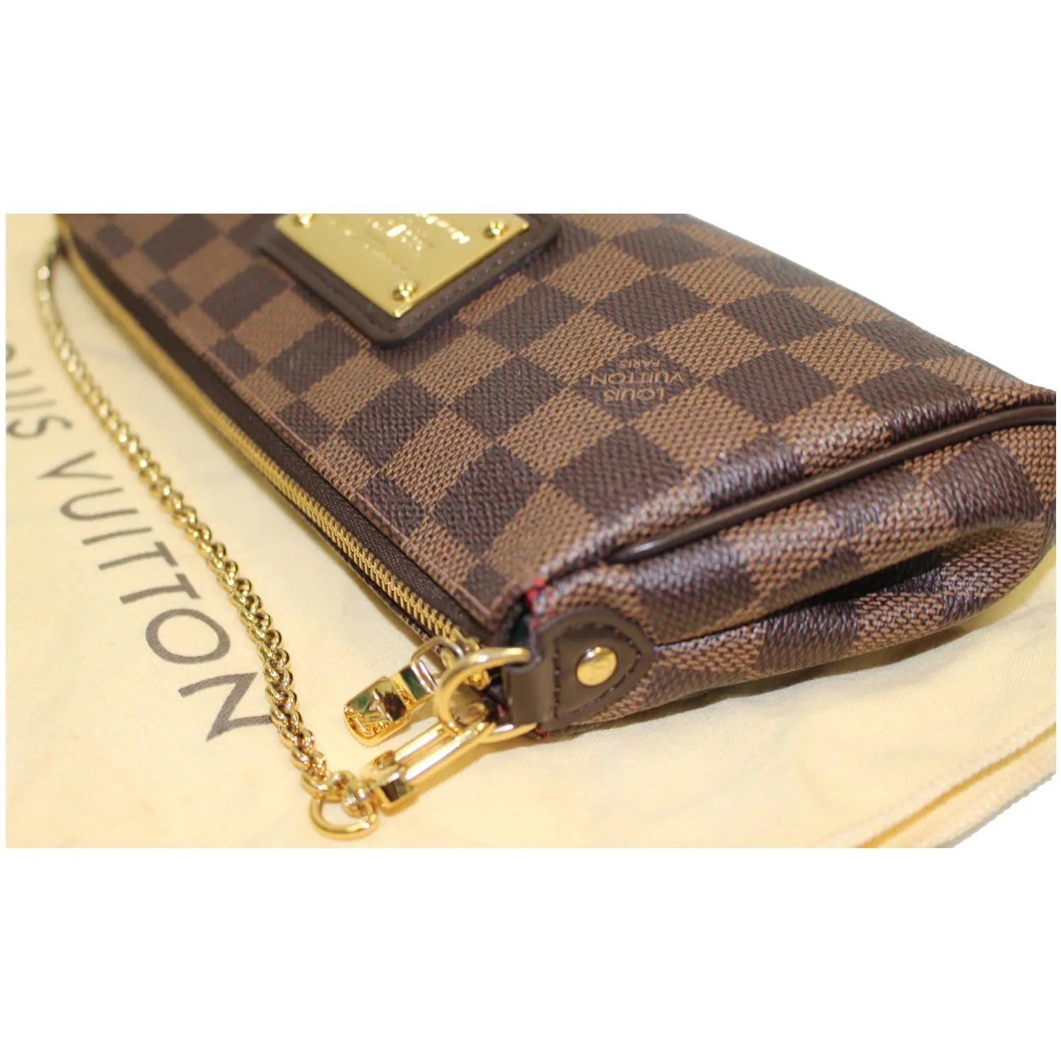 LOUIS VUITTON Pochette Eva Damier Ebene Clutch Bag Brown