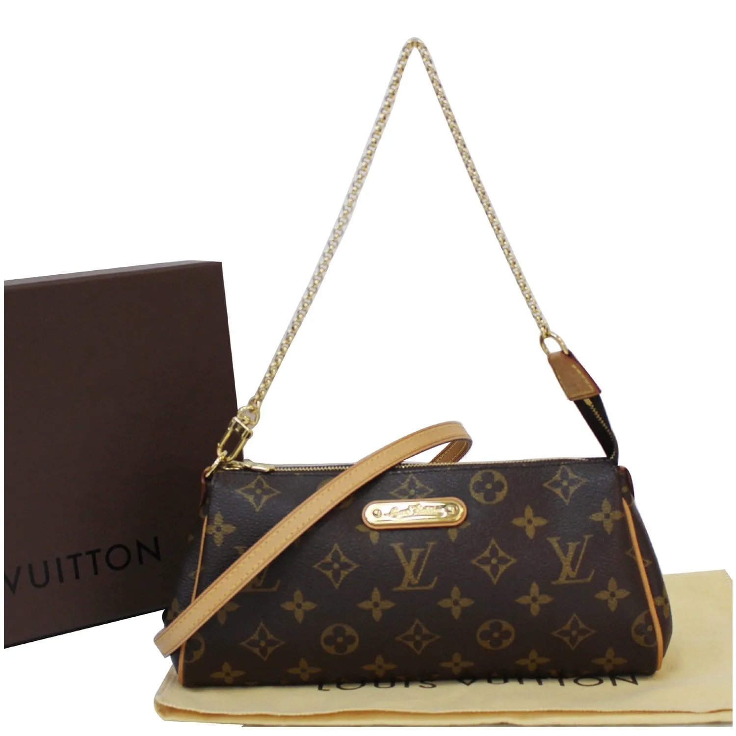 LOUIS VUITTON Pochette Eva Monogram Canvas Crossbody Bag Brown