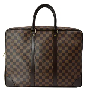 LOUIS VUITTON Porte Documents Voyage Damier Ebene Briefcase Bag Brown - Hot Deals