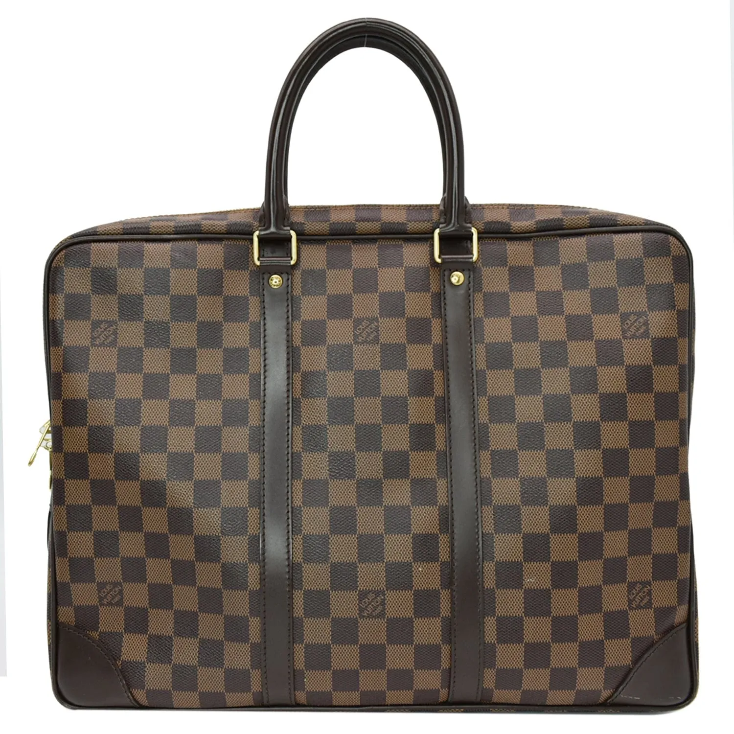 LOUIS VUITTON Porte Documents Voyage Damier Ebene Briefcase Bag Brown - Hot Deals