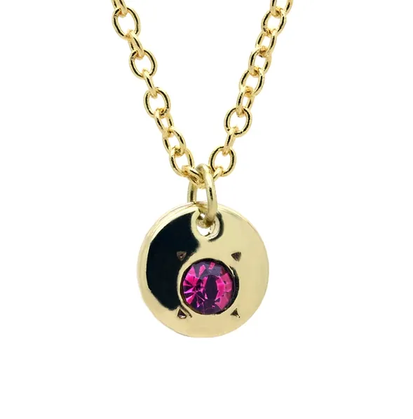 Lucky Feather Birthstone Bottle Necklace Gold - July