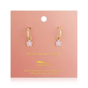 Lucky Feather Hoop Earrings - Flower Charm