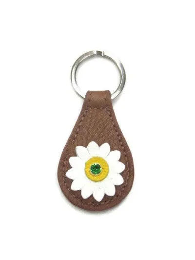 Maci Leather Flower Key FOB