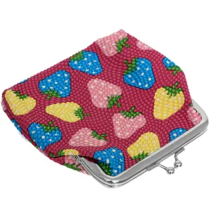 Magenta Pink Multicolor Strawberry Kisslock Coin Purse