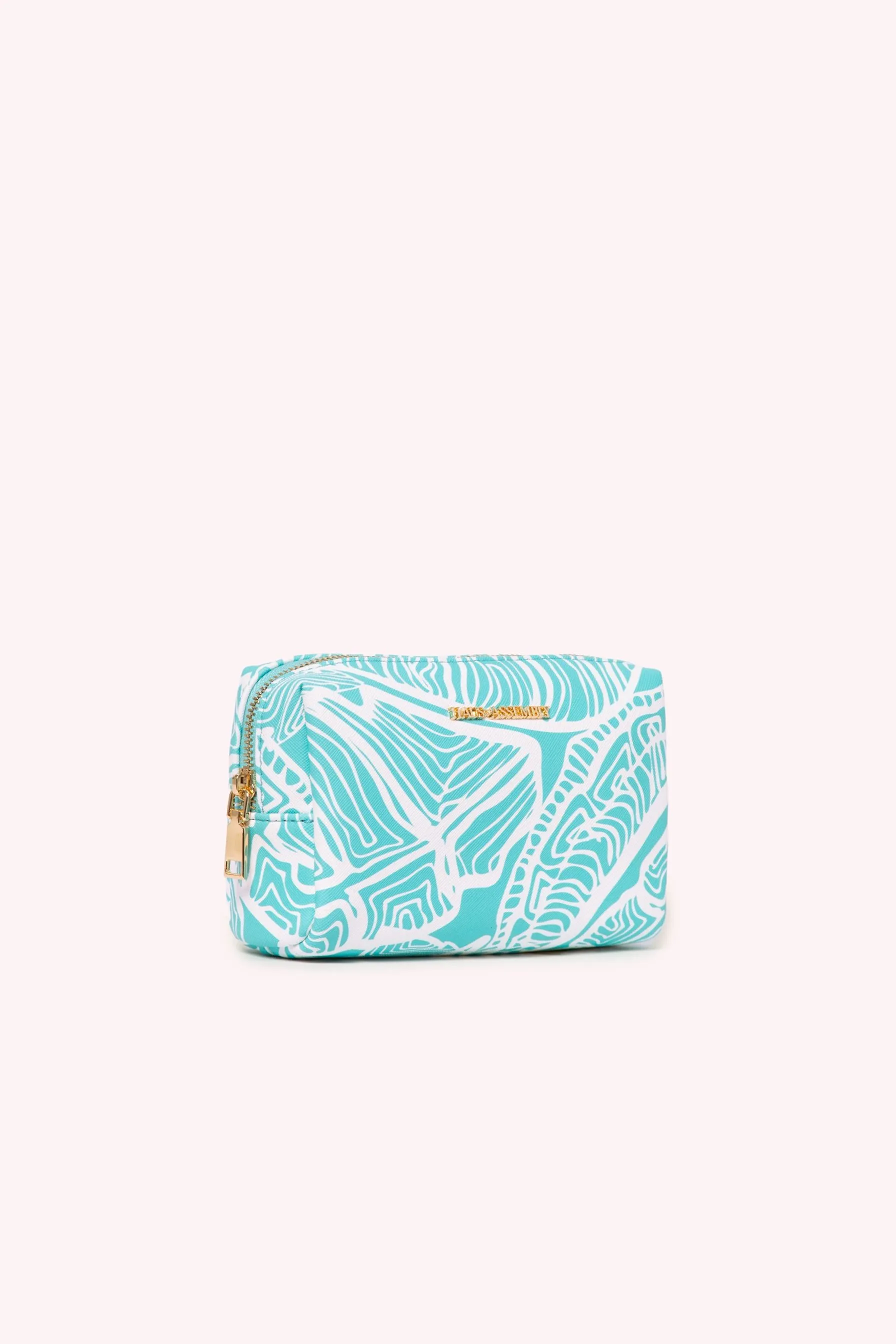 MAKEUP BAG- AQUA BANANA LEAF