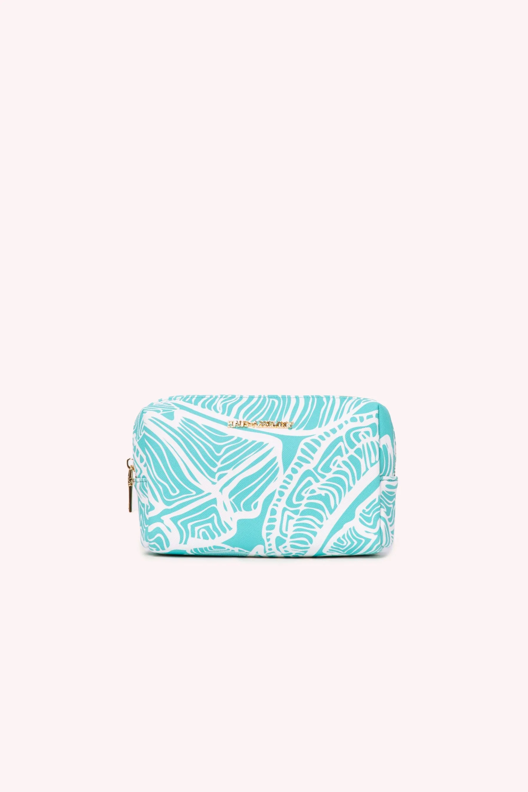 MAKEUP BAG- AQUA BANANA LEAF
