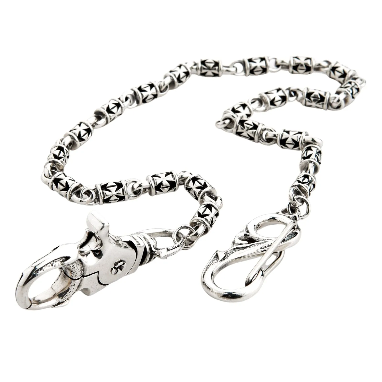 Maltese Iron Cross Sterling Silver Wallet Chain