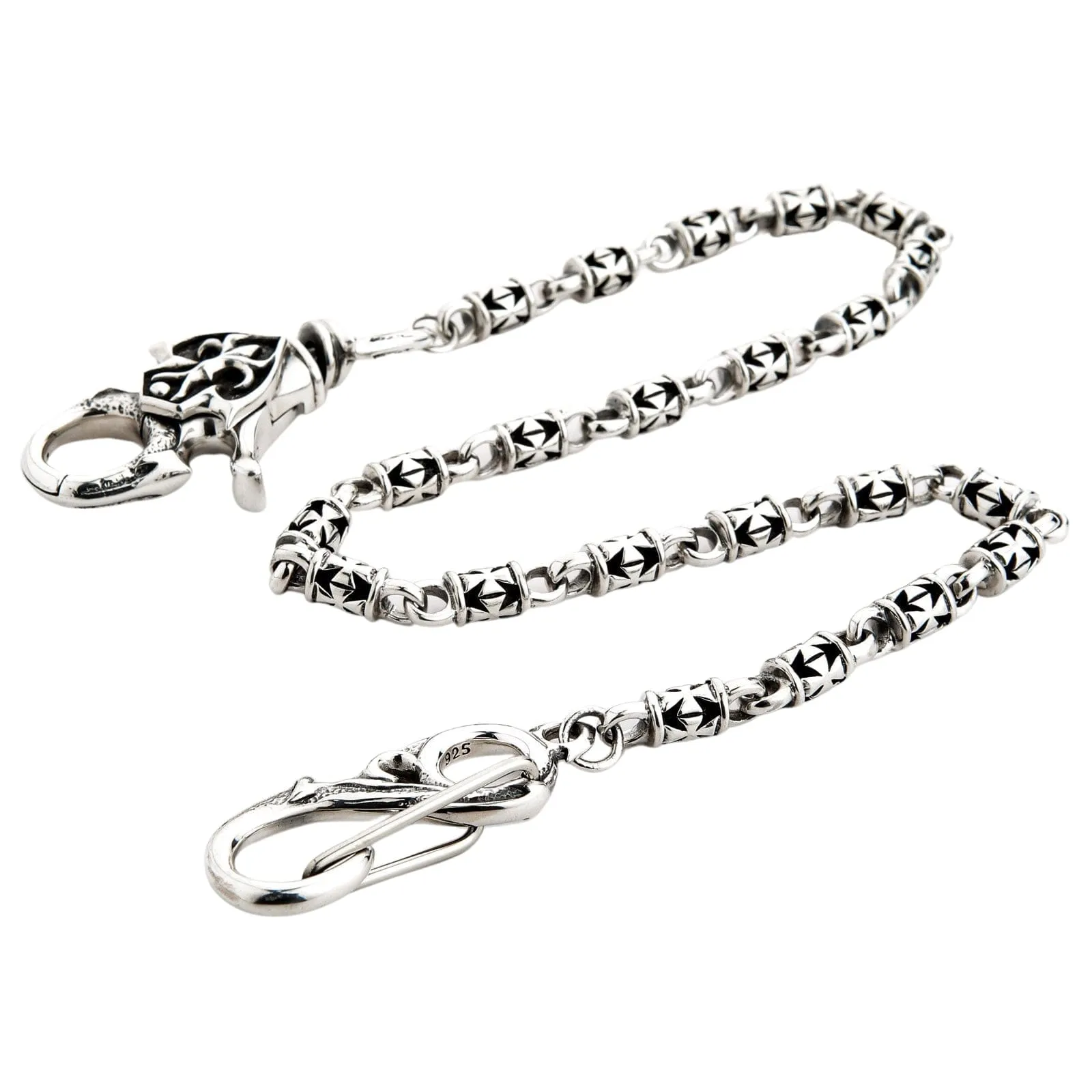 Maltese Iron Cross Sterling Silver Wallet Chain