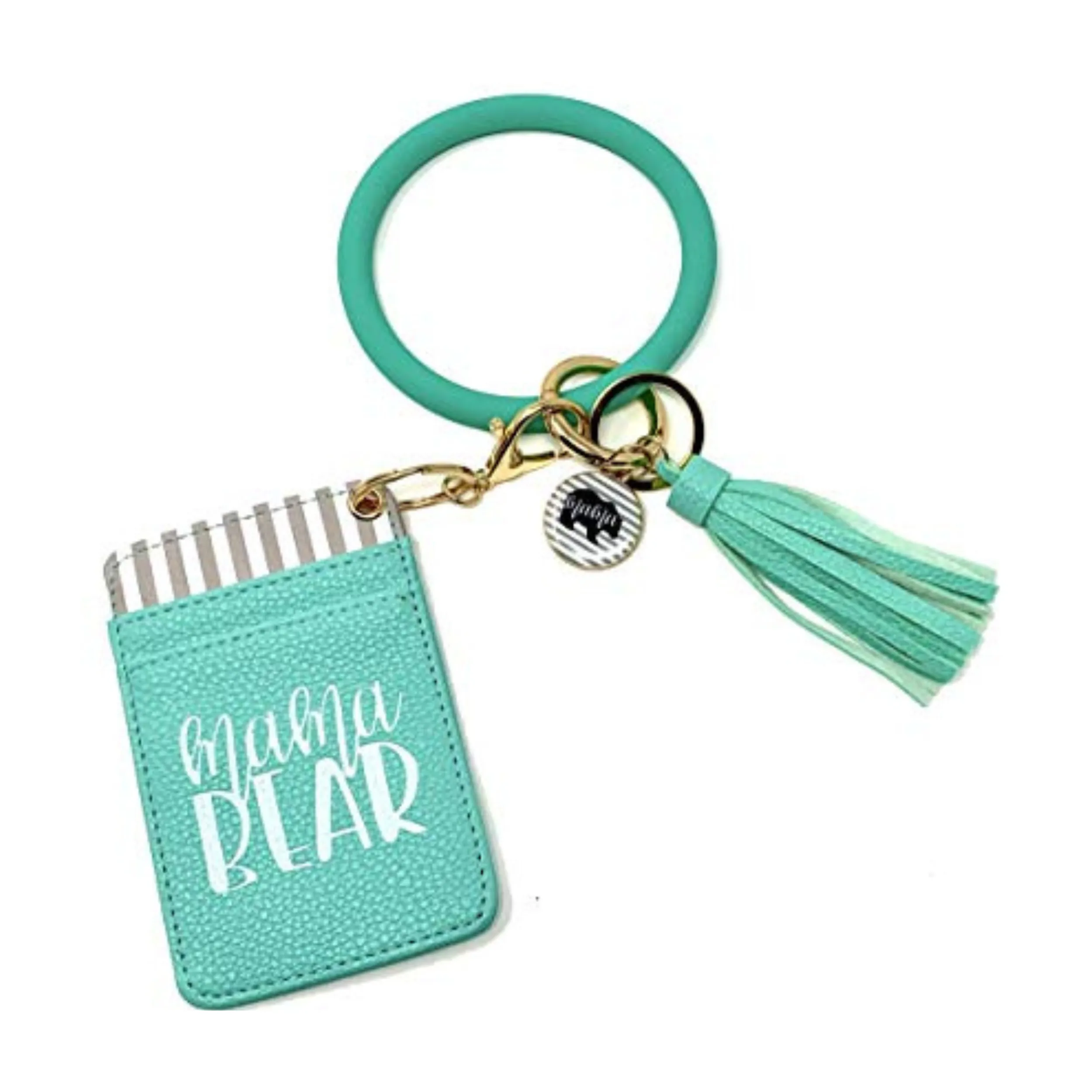 Mama Bear Teal Silicone Bracelet Keychain Wallet for Moms
