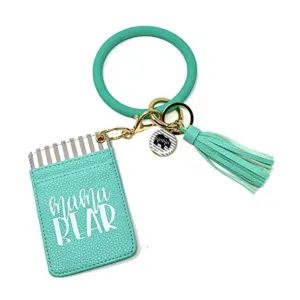 Mama Bear Teal Silicone Bracelet Keychain Wallet for Moms