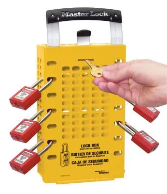 Master Lock® Latch Tight Lock Box, 3 1/2 in L x 12 3/4 in H x 6 3/8 in W, Steel, Yellow, 503YLW