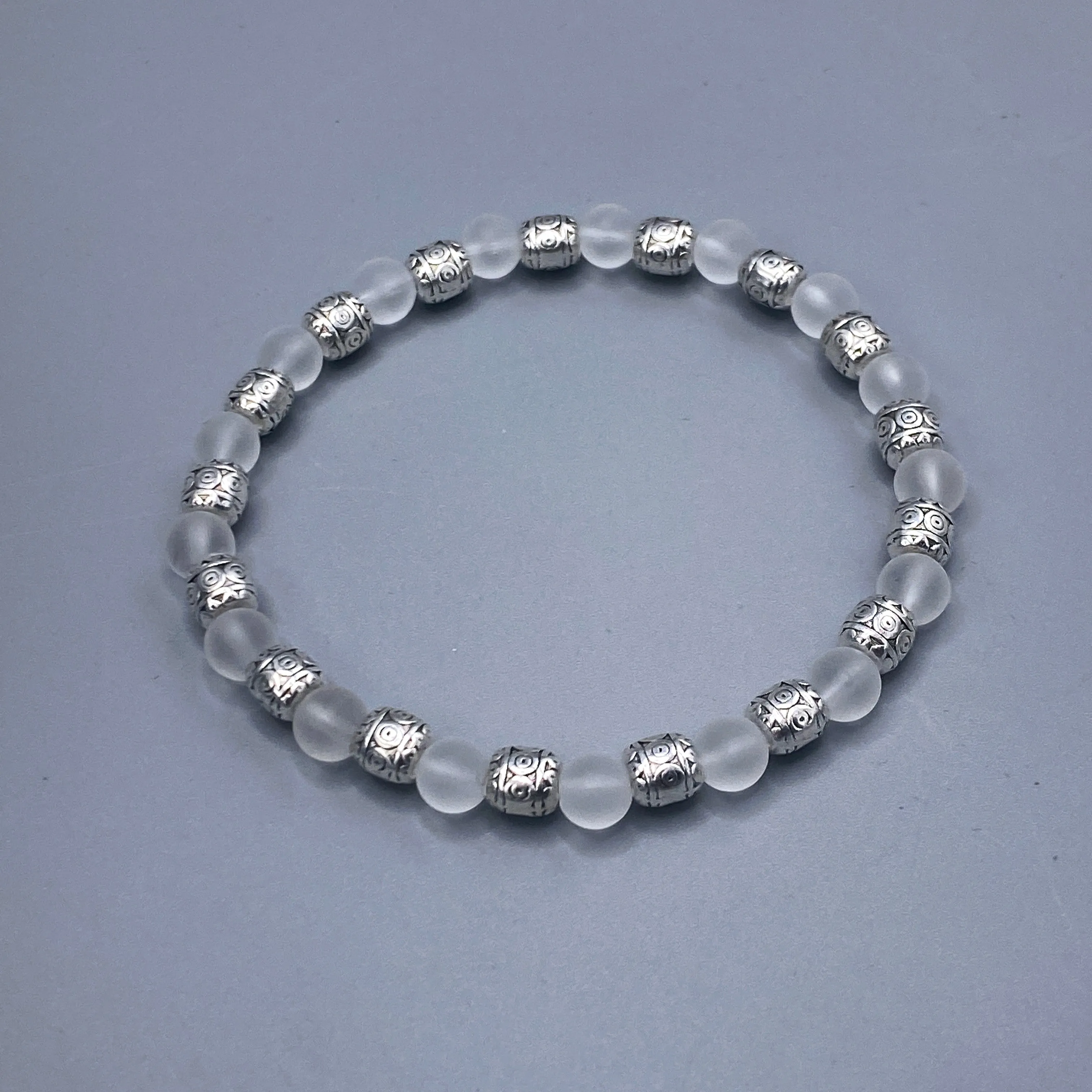 Matte Quartz Beaded Stretch Bracelet