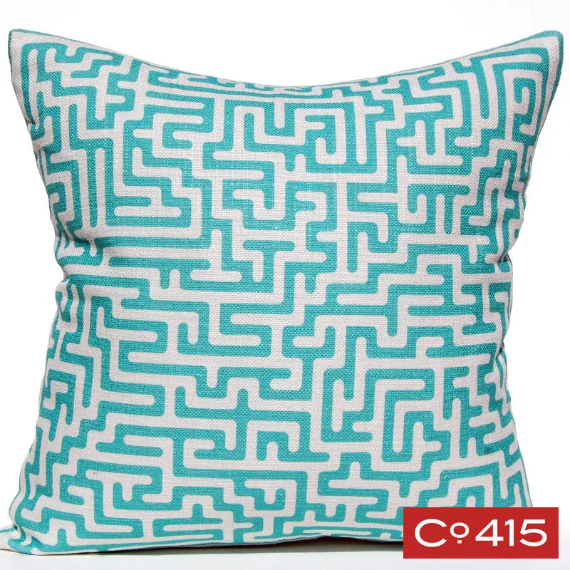 Maze Pillow - Aqua