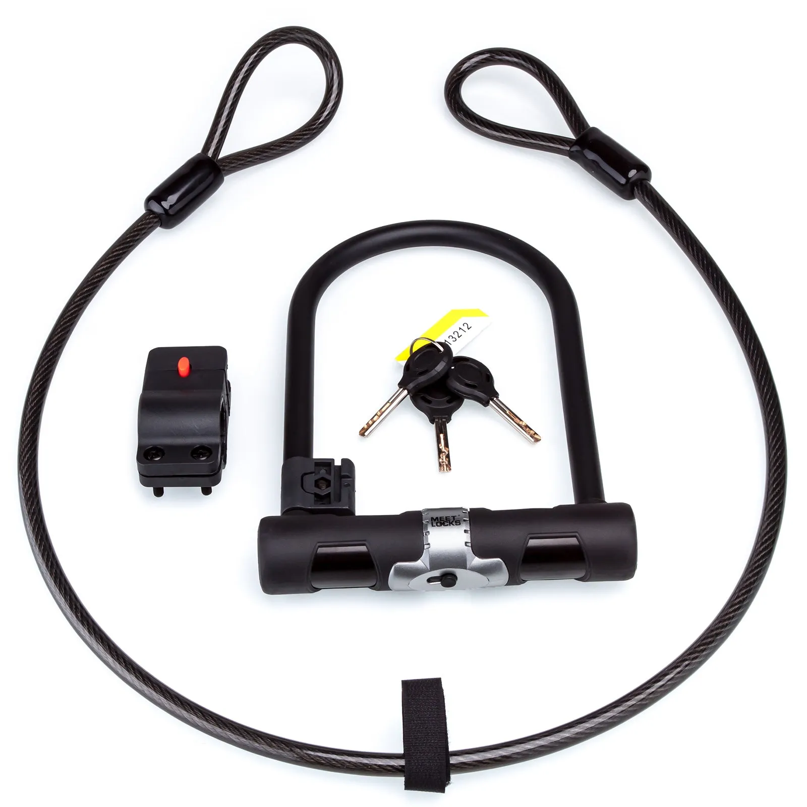 MEETLOCKS Bike U Lock  12mm with 1.2m Cable, Bracket ,3 Keys