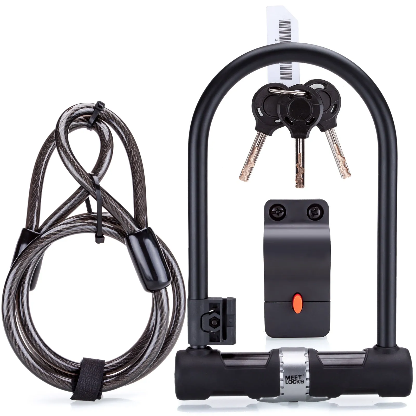 MEETLOCKS Bike U Lock  12mm with 1.2m Cable, Bracket ,3 Keys