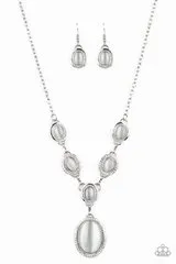 Metro Medallion - White Necklace