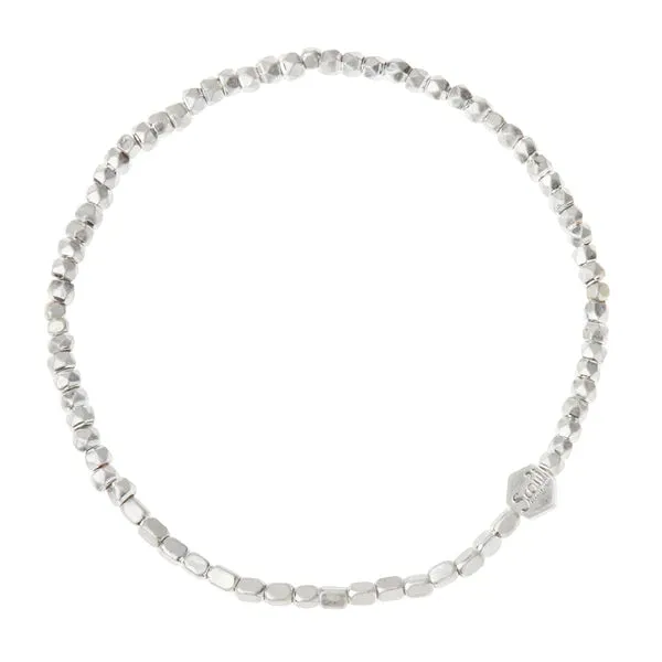 Mini Metal Stacking Bracelet Ball Beads - Silver