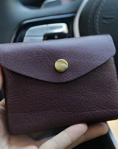 Mini Womens Black Leather Billfold Wallet Small Wallet with Coin Pocket Envelope Wallet for Ladies