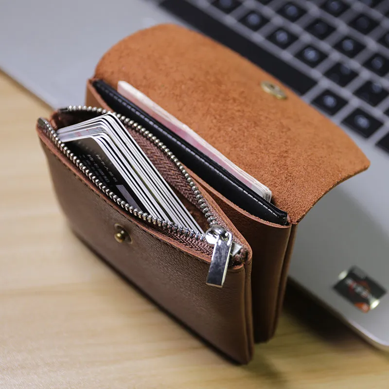 Mini Womens Black Leather Billfold Wallet Small Wallet with Coin Pocket Envelope Wallet for Ladies