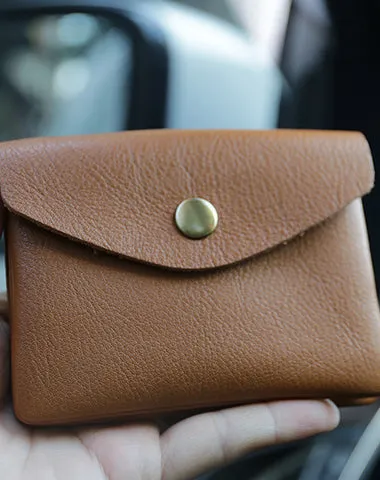 Mini Womens Black Leather Billfold Wallet Small Wallet with Coin Pocket Envelope Wallet for Ladies