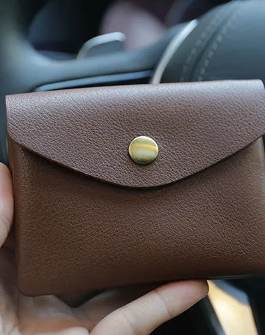 Mini Womens Black Leather Billfold Wallet Small Wallet with Coin Pocket Envelope Wallet for Ladies