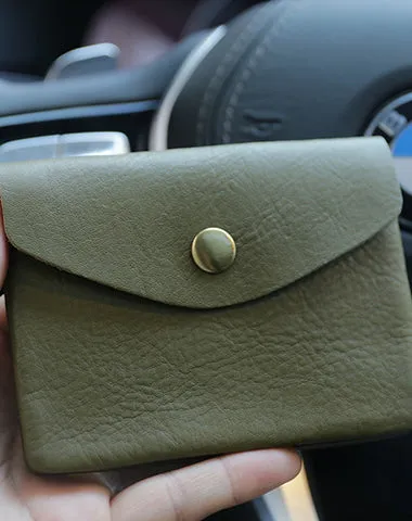 Mini Womens Black Leather Billfold Wallet Small Wallet with Coin Pocket Envelope Wallet for Ladies