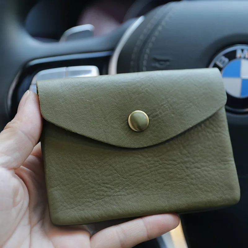 Mini Womens Black Leather Billfold Wallet Small Wallet with Coin Pocket Envelope Wallet for Ladies